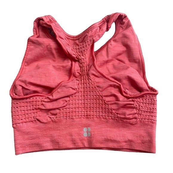 Sweaty Betty Size S Stamina Long Line‎ Sports Bra Seamless Bright Coral Pink - Picture 3 of 7